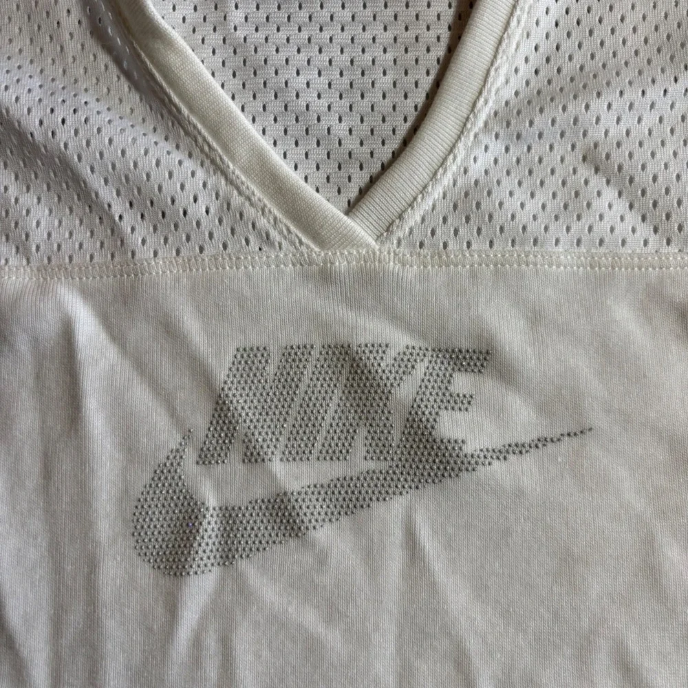 Vintage Y2K Nike Womens Athletic V Neck Mesh Short Sleeve T Shirt White Size S - Picture 2 of 8